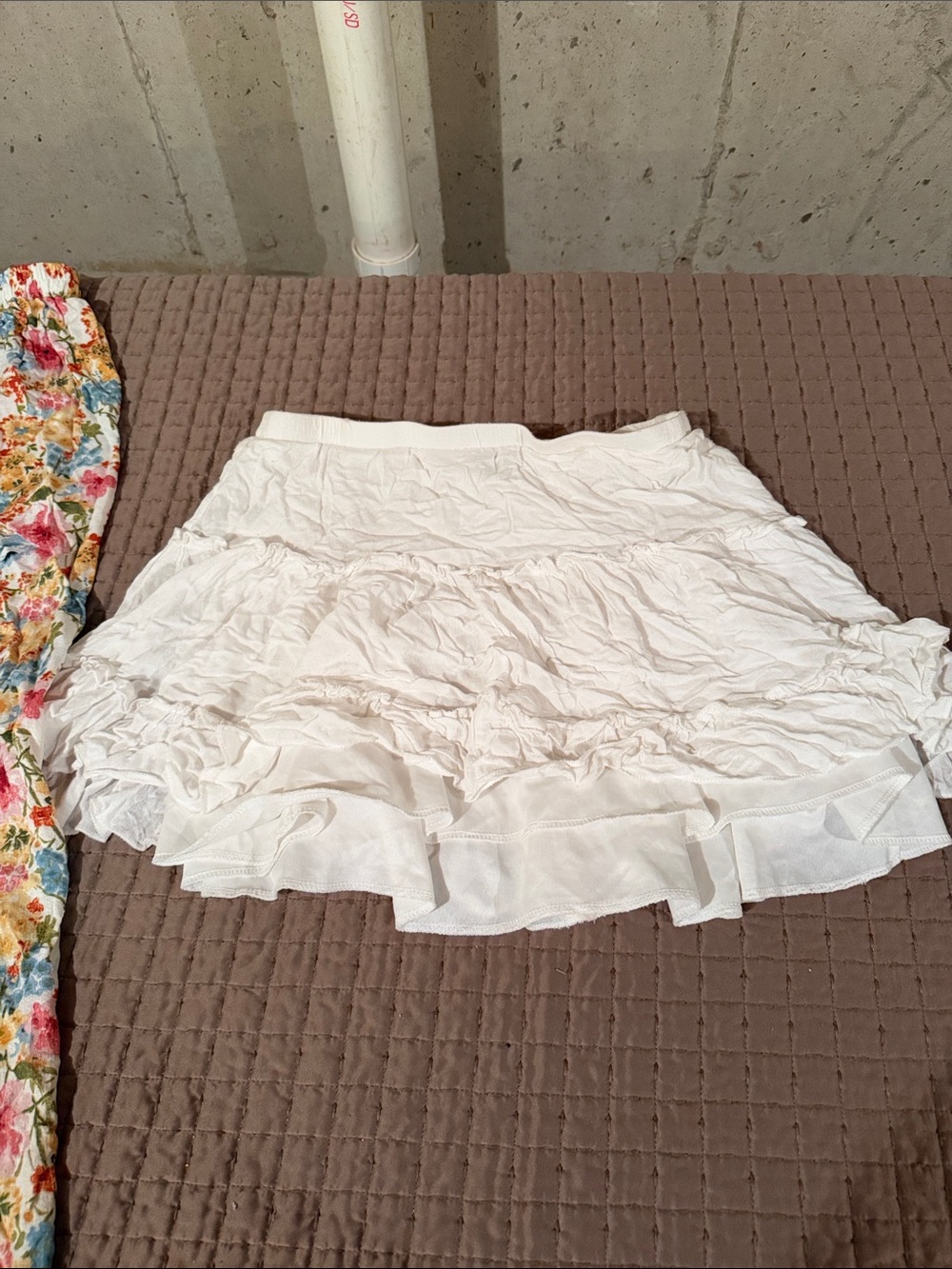 White Tiered Ruffle Mini Skirt